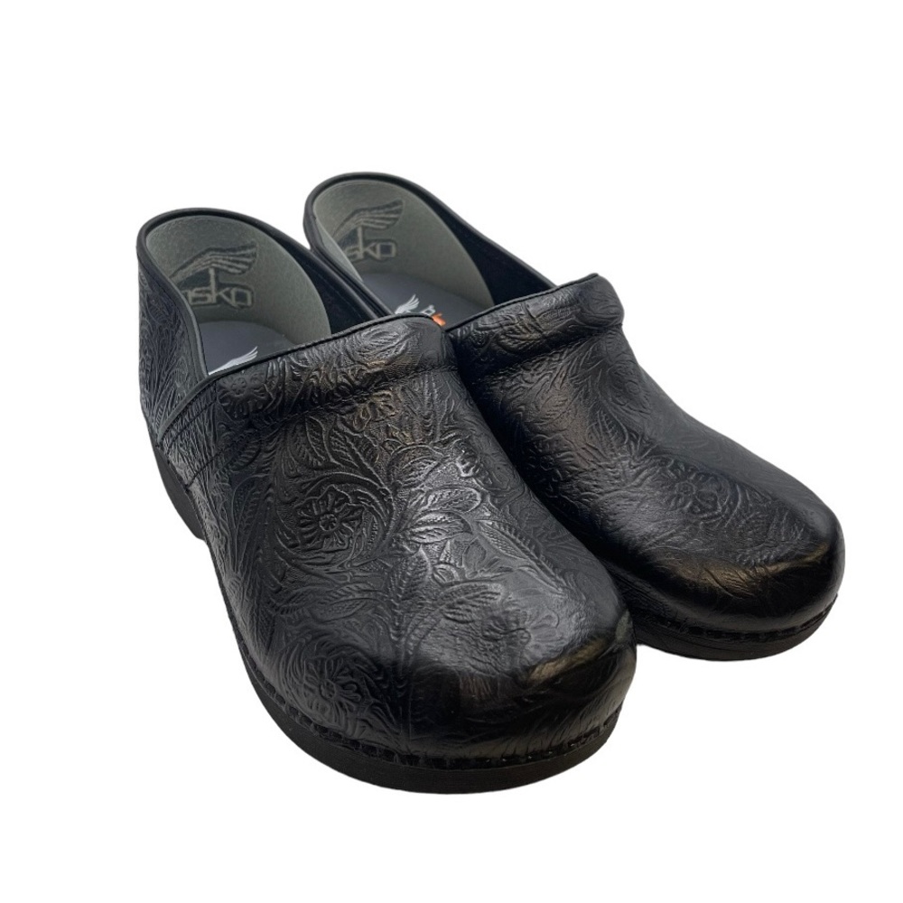 Dansko XP 2.0 Floral Tooled Clogs Size 40
EU Black Leather Shoes Slip-Resistant